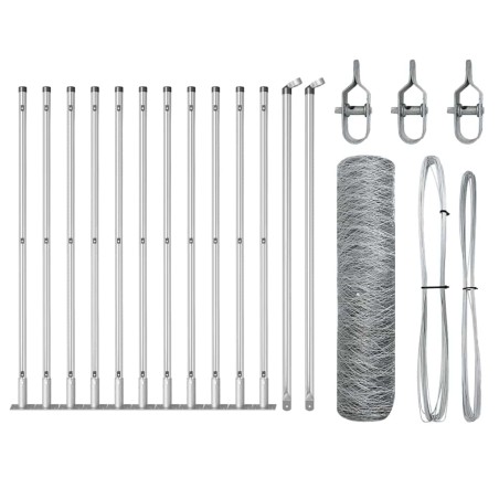 vidaXL Set di Recinzione Acciaio Zincato 25 x 0.5 m (rete 50 mm)