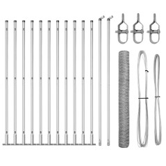 vidaXL Recinzione con Filo Esagonale con 7 Post Flangiati 1.2x25 m Acciaio Argento