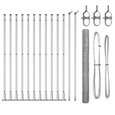 vidaXL Set di Recinzione Acciaio zincato 25 x 1,5 m (rete da 36 mm)