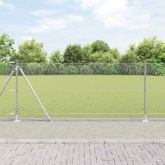 vidaXL Recinzione con Posti Argento 1 x 50 m Acciaio rivestito in PVC