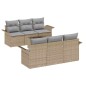 vidaXL Set di divani da giardino 7 pezzi con cuscini beige in polyrattan