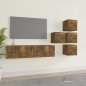 Set di Mobili Porta TV 6 pz Rovere Fumo in Legno Multistrato Set di Mobili Porta TV 6 pz Rovere Fumo in Legno Multistrato
