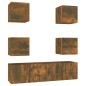 Set di Mobili Porta TV 6 pz Rovere Fumo in Legno Multistrato Set di Mobili Porta TV 6 pz Rovere Fumo in Legno Multistrato