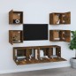 Set di Mobili Porta TV 6 pz Rovere Fumo in Legno Multistrato Set di Mobili Porta TV 6 pz Rovere Fumo in Legno Multistrato
