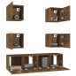 Set di Mobili Porta TV 6 pz Rovere Fumo in Legno Multistrato Set di Mobili Porta TV 6 pz Rovere Fumo in Legno Multistrato