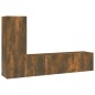 Set Mobili Porta TV 3 pz Rovere Fumo in Legno Multistrato Set Mobili Porta TV 3 pz Rovere Fumo in Legno Multistrato