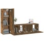 Set Mobili Porta TV 3 pz Rovere Fumo in Legno Multistrato Set Mobili Porta TV 3 pz Rovere Fumo in Legno Multistrato
