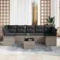 vidaXL Set di Divani da Giardino 8 Pezzi con Cuscini Grigio Chiaro in Polyrattan