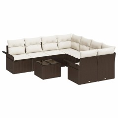 vidaXL Set Divano da Giardino 9 Pezzi con Cuscini in Rattan Simil Legno