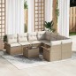 vidaXL Set Divano da Giardino 9 Pezzi con Cuscini Beige in Rattan Sintetico vidaXL Set Divano da Giardino 9 Pezzi con Cuscini Beige in Rattan Sintetico