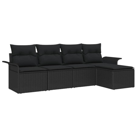 vidaXL Set di divani da giardino 5 pezzi con cuscini in rattan sintetico nero