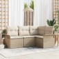 vidaXL Set divano da giardino 4 pezzi con cuscini beige in rattan sintetico. vidaXL Set divano da giardino 4 pezzi con cuscini beige in rattan sintetico.