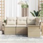 vidaXL Set divano da giardino 4 pezzi con cuscini beige in rattan sintetico. vidaXL Set divano da giardino 4 pezzi con cuscini beige in rattan sintetico.