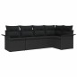 vidaXL Set di divano da giardino 5 pezzi con cuscini in rattan sintetico nero. vidaXL Set di divano da giardino 5 pezzi con cuscini in rattan sintetico nero.