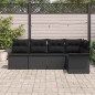 vidaXL Set di divano da giardino 5 pezzi con cuscini in rattan sintetico nero. vidaXL Set di divano da giardino 5 pezzi con cuscini in rattan sintetico nero.