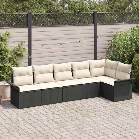 vidaXL Set di divani da giardino in 6 pezzi con cuscini, rattan nero