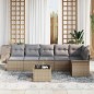 vidaXL Set Divano da Giardino di 7 Pezzi con Cuscini in Poly Rattan Nero vidaXL Set Divano da Giardino di 7 Pezzi con Cuscini in Poly Rattan Nero