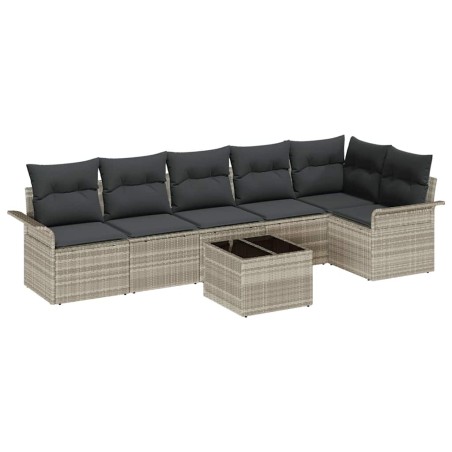 vidaXL Set Divano Giardino 7 Pezzi in Rattan Sintetico Grigio con Cuscini