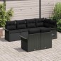 vidaXL Set di divani da giardino 7 pezzi con cuscini neri in rattan sintetico