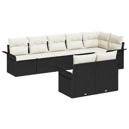 vidaXL Set di divani da giardino in 8 pezzi con cuscini in rattan sintetico nero