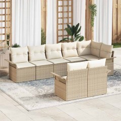 vidaXL Set di divani da giardino da 8 pezzi marca con cuscini beige in rattan sintetico