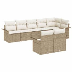 vidaXL Set di divani da giardino da 8 pezzi marca con cuscini beige in rattan sintetico