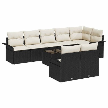 vidaXL Set da giardino in rattan sintetico di 8 pezzi con cuscini marroni.
