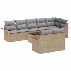 vidaXL Set di divani da giardino 9 pezzi con cuscini in rattan sintetico nero