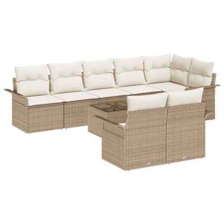 vidaXL Set da Giardino da 9 Pezzi con Cuscini in Rattan Sintetico Marrone