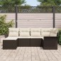 vidaXL Set di divani da giardino 6 pezzi con cuscini in polirattan marrone vidaXL Set di divani da giardino 6 pezzi con cuscini in polirattan marrone