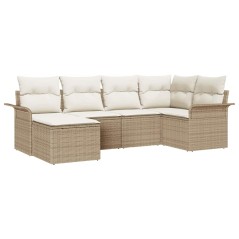 vidaXL Set Giardino 6 Pezzi con Cuscini Beige in Rattan