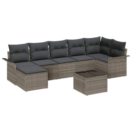 vidaXL Set da giardino in rattan, 7 pezzi con cuscini neri.