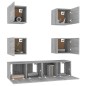 Set di Mobili Porta TV 6 pz Grigio Sonoma in Legno Multistrato Set di Mobili Porta TV 6 pz Grigio Sonoma in Legno Multistrato