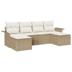 vidaXL Set Giardino 6 Pezzi con Cuscini Beige in Rattan Sintetico
