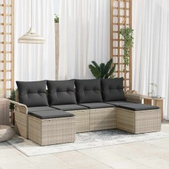 vidaXL Set di divani da giardino a 6 pezzi con cuscini in rattan sintetico grigio chiaro
