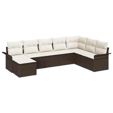 vidaXL Set di Divani da Giardino , 8 Pezzi con Cuscini Marroni in Rattan Sintetico.