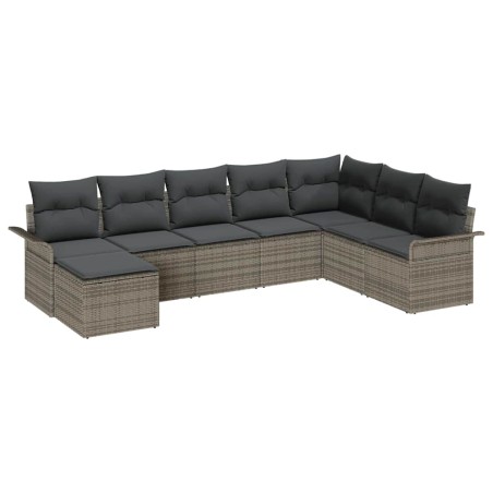vidaXL Set Divani da Giardino 8 Pezzi con Cuscini Grigi in Rattan Sintetico