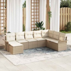 vidaXL Set Giardino 8 Pezzi di con Cuscini Beige in Rattan Sintetico