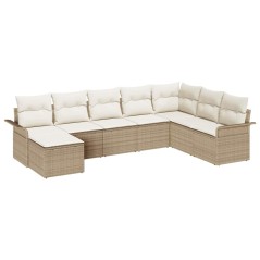 vidaXL Set Giardino 8 Pezzi di con Cuscini Beige in Rattan Sintetico