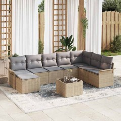 vidaXL Set di divani da giardino 9 pezzi con cuscini in rattan sintetico nero