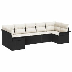vidaXL Set di divani da giardino 7 pezzi con cuscini in rattan poliestere nero