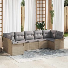 vidaXL Set da Giardino 7 pezzi con cuscini beige in rattan sintetico