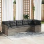 vidaXL Set Divano da Giardino con cuscino con cuscino 7 pcs Grigio chiaro e nero