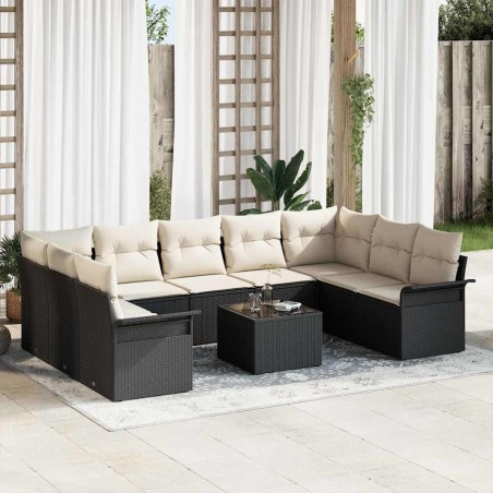 vidaXL Set Divano Giardino 9 Pezzi con Cuscini in Rattan Sintetico Marrone