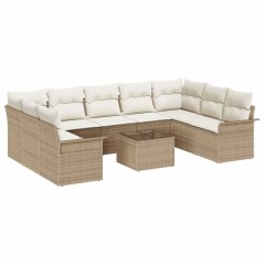 vidaXL Set di divani da giardino da 10 pezzi con cuscini in polirattan marrone