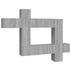 Set Mobili Porta TV 10 pz Grigio Sonoma in Legno Multistrato