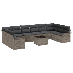 vidaXL Set di Divani da Giardino 10 Pezzi con Cuscini Neri in Rattan Sintetico