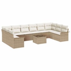 vidaXL Set di divani per giardino da 11 pezzi con cuscini in rattan sintetico marrone.
