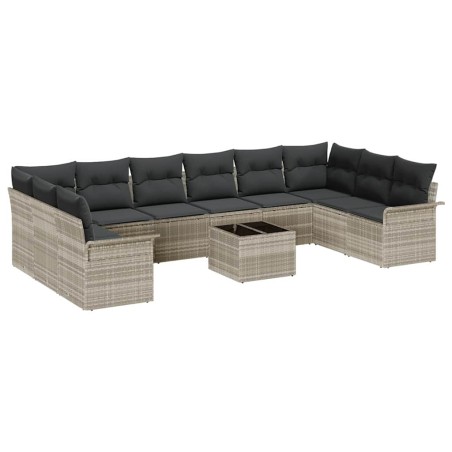 vidaXL Set da Giardino in 11 Pezzi con Cuscini Grigi in Rattan Polietilene.