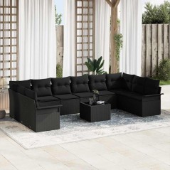 vidaXL Set di divani da giardino , 11 pezzi, beige, in rattan sintetico.